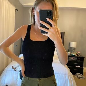 aritzia babaton ribbed black tank top